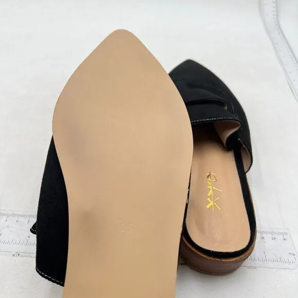 XYD Black Suede Pointed Toe Mule Slip On Backless Dress Sandal Slides Shoe