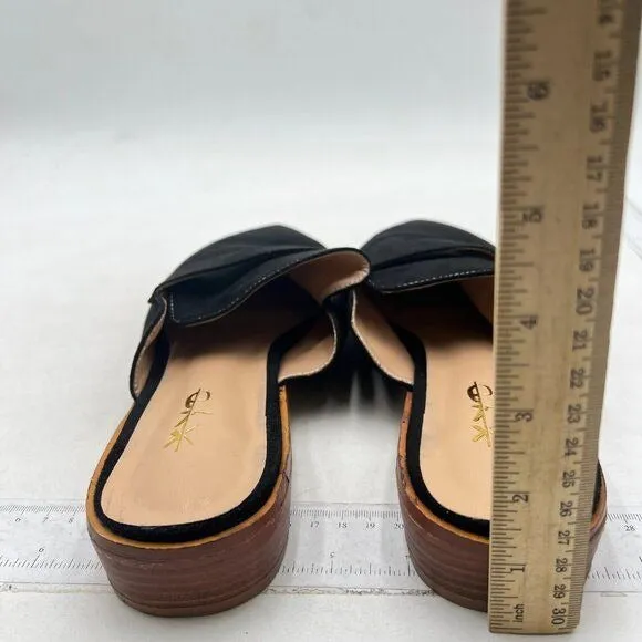 XYD Black Suede Pointed Toe Mule Slip On Backless Dress Sandal Slides Shoe