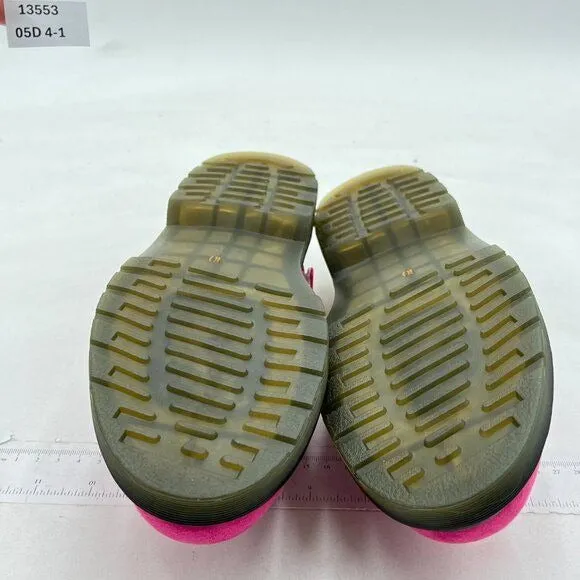 XYD Hot Pink Chunky Heel Slip On Mule Round Toe Backless Decor Buckle Strap Shoe