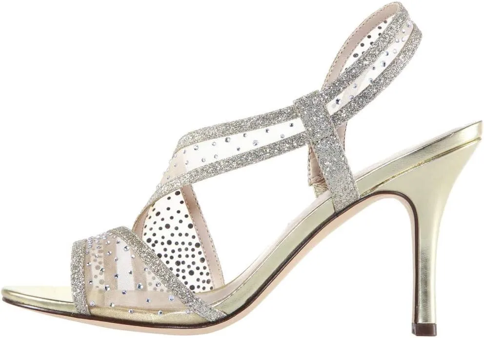 XYD Women Open Toe Crystal Studs Bridal Pumps High Heel Slip On Mesh Rhinestone Wedding Office Dress Shoes
