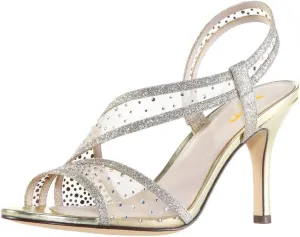 XYD Women Open Toe Crystal Studs Bridal Pumps High Heel Slip On Mesh Rhinestone Wedding Office Dress Shoes