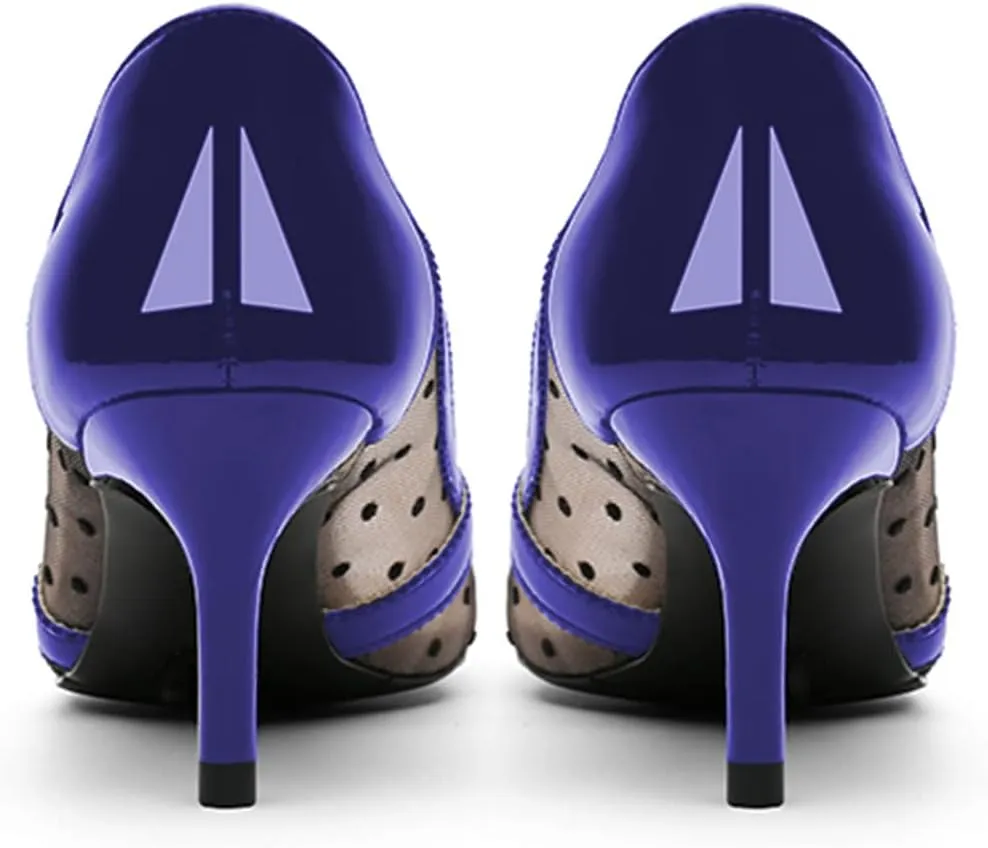 YDN Women's Low Kitten Heel Peep Toe Pumps Slip on Dress Sandals Mesh Dots Comfort Breathable Prom Wedding Shoes Size 4-15 US