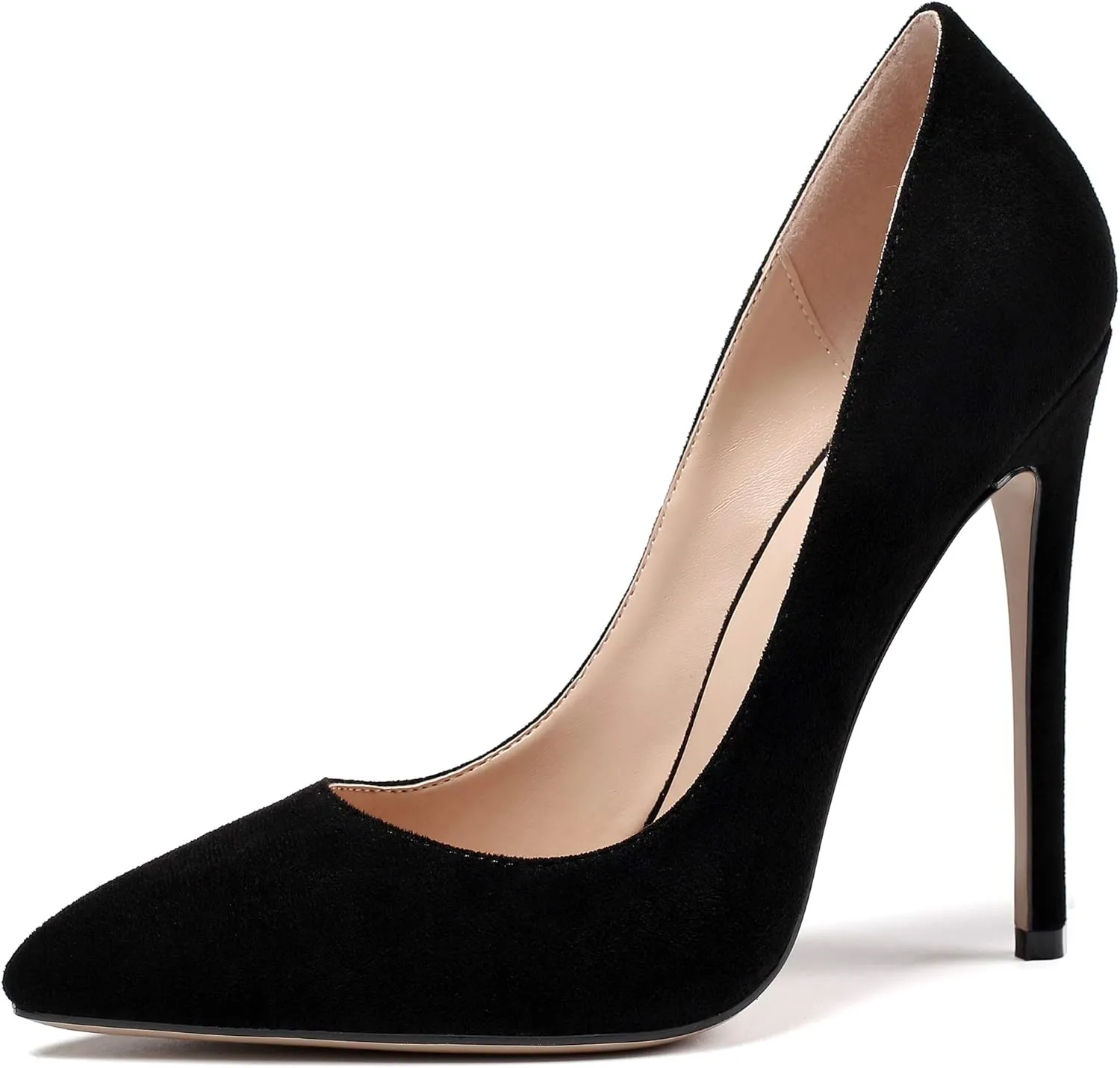 YODEKS Womens Pointed Toe High Heels Slip On Stiletto Pumps Wedding Party Basic Shoes 12cm