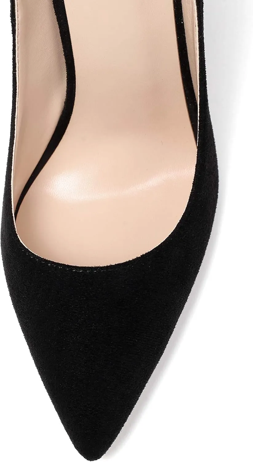YODEKS Womens Pointed Toe High Heels Slip On Stiletto Pumps Wedding Party Basic Shoes 12cm