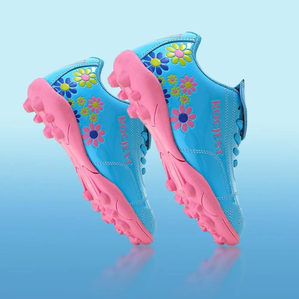 Youth Kids Firm Ground Soccer Cleats Athletic Outdoor Football Shoes for Boys & Girls
