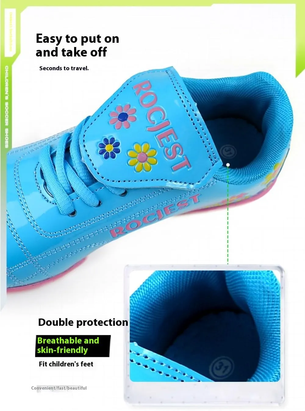 Youth Kids Firm Ground Soccer Cleats Athletic Outdoor Football Shoes for Boys & Girls