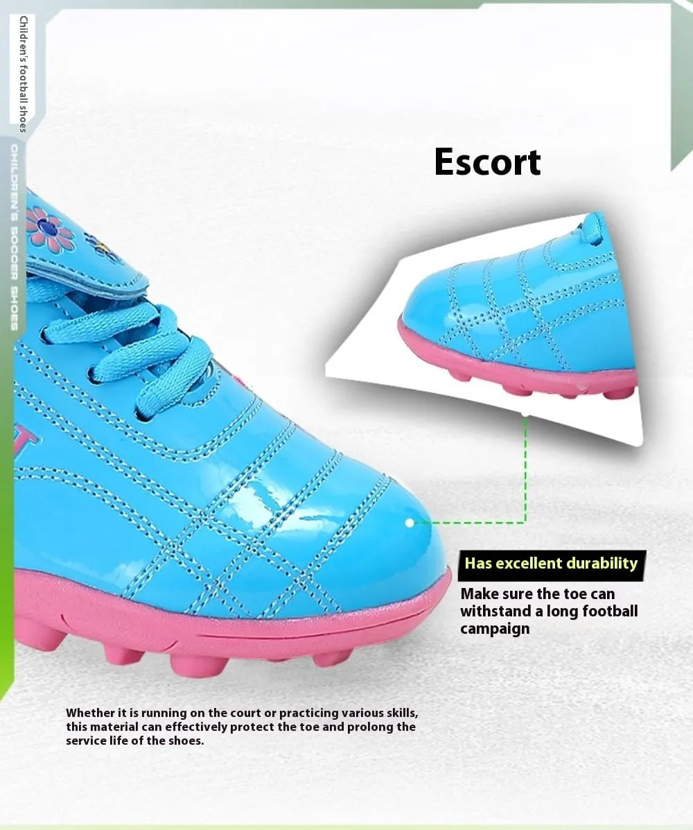 Youth Kids Firm Ground Soccer Cleats Athletic Outdoor Football Shoes for Boys & Girls