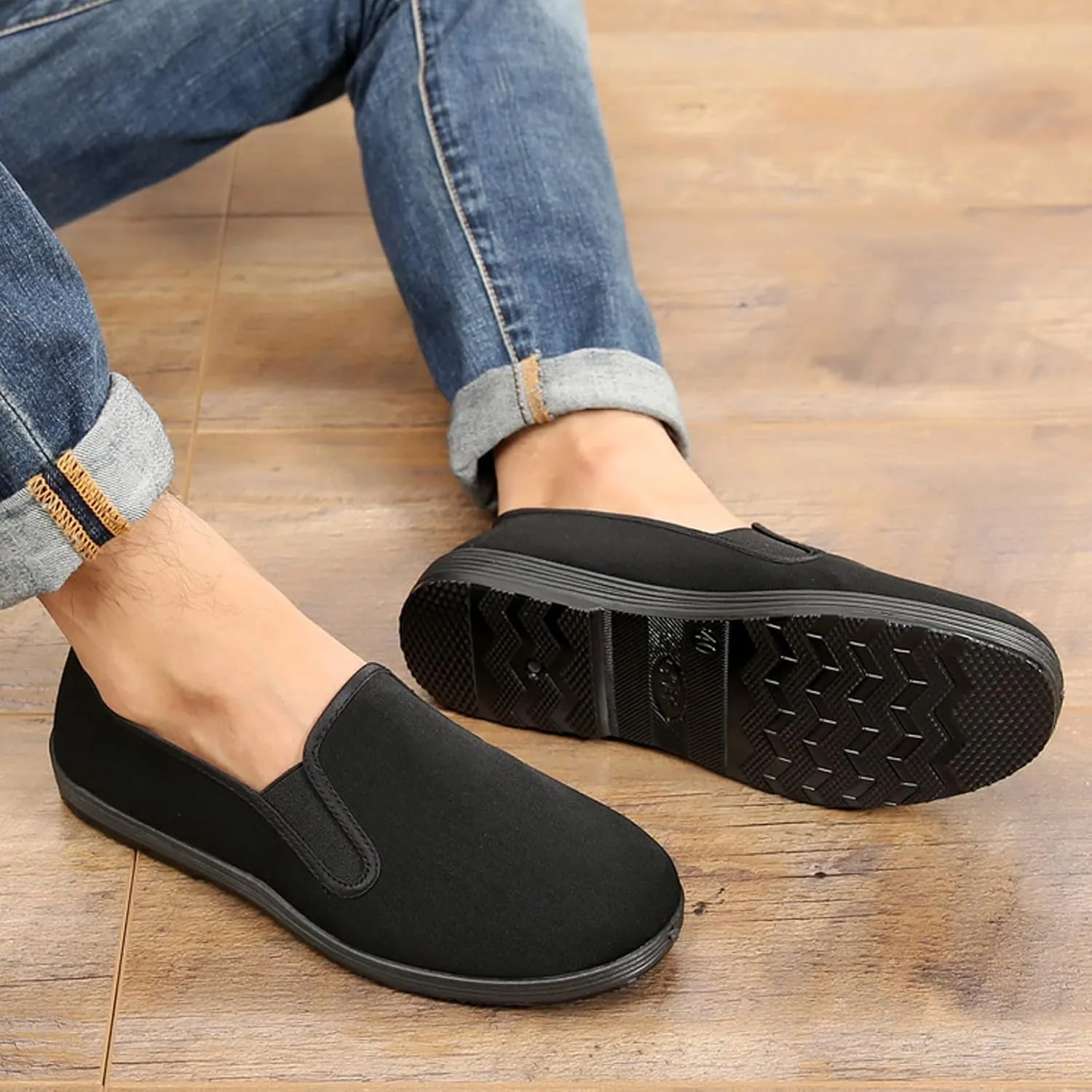 YunPeng Kung Fu Shoes Unisex Tai Chi Martial Art Karate Slip-on Chinese Traditional Old Beijing Shoes for Men Women Rubber Sole