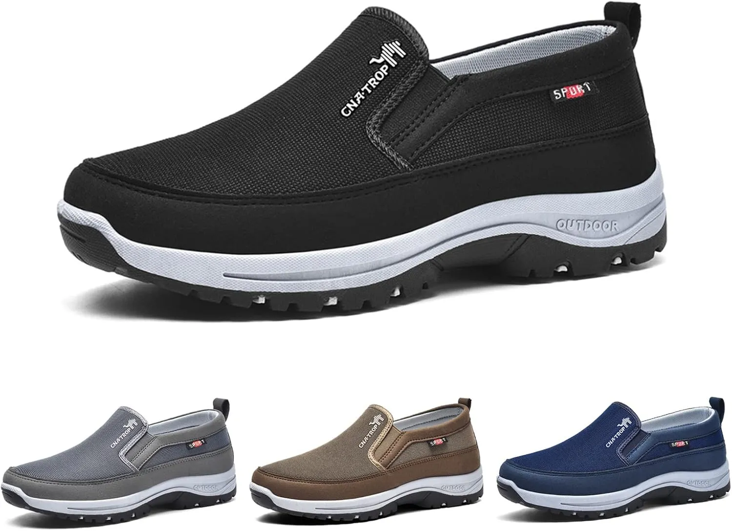 Ztigerz Men's Breathable Mesh Canvas Orthopedic Travel Plimsolls Slip-On Loafers,Comfort Non Slip Outdoor Flats Sneakers Walking Hiking Driving Casual Boat Shoes